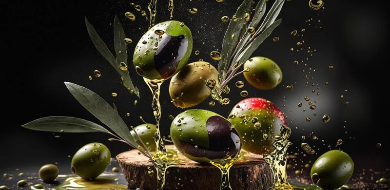 falling olives illustration